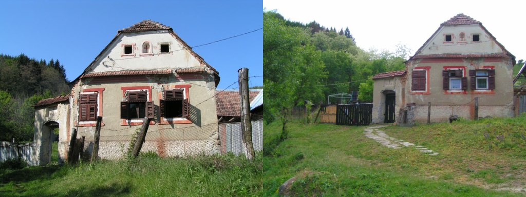 În dreapta: cum am găsit casa în mai 2009, când am început "aventura", iar în stânga, cum arată acum... Ceva diferenţe se observă, nu-i aşa?